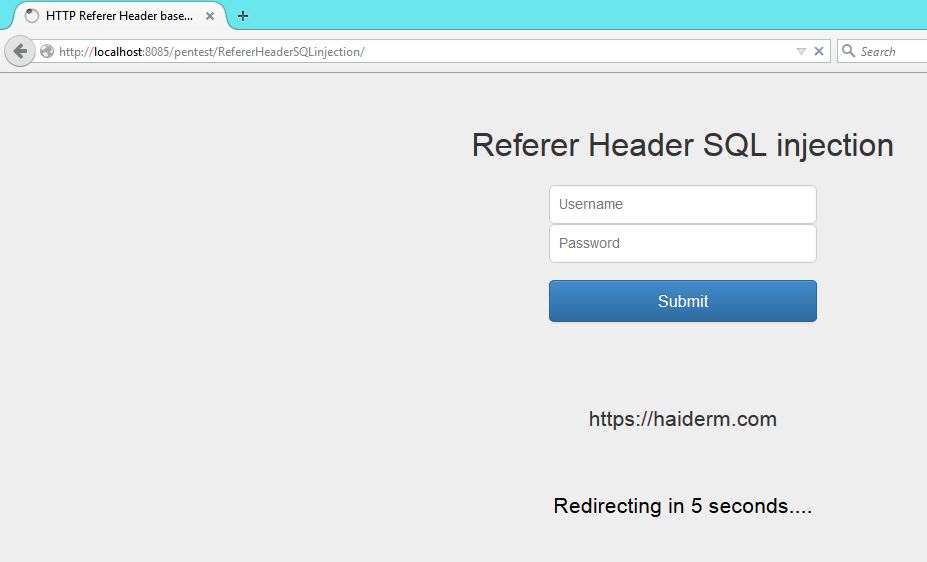 Referrer header SQL injection